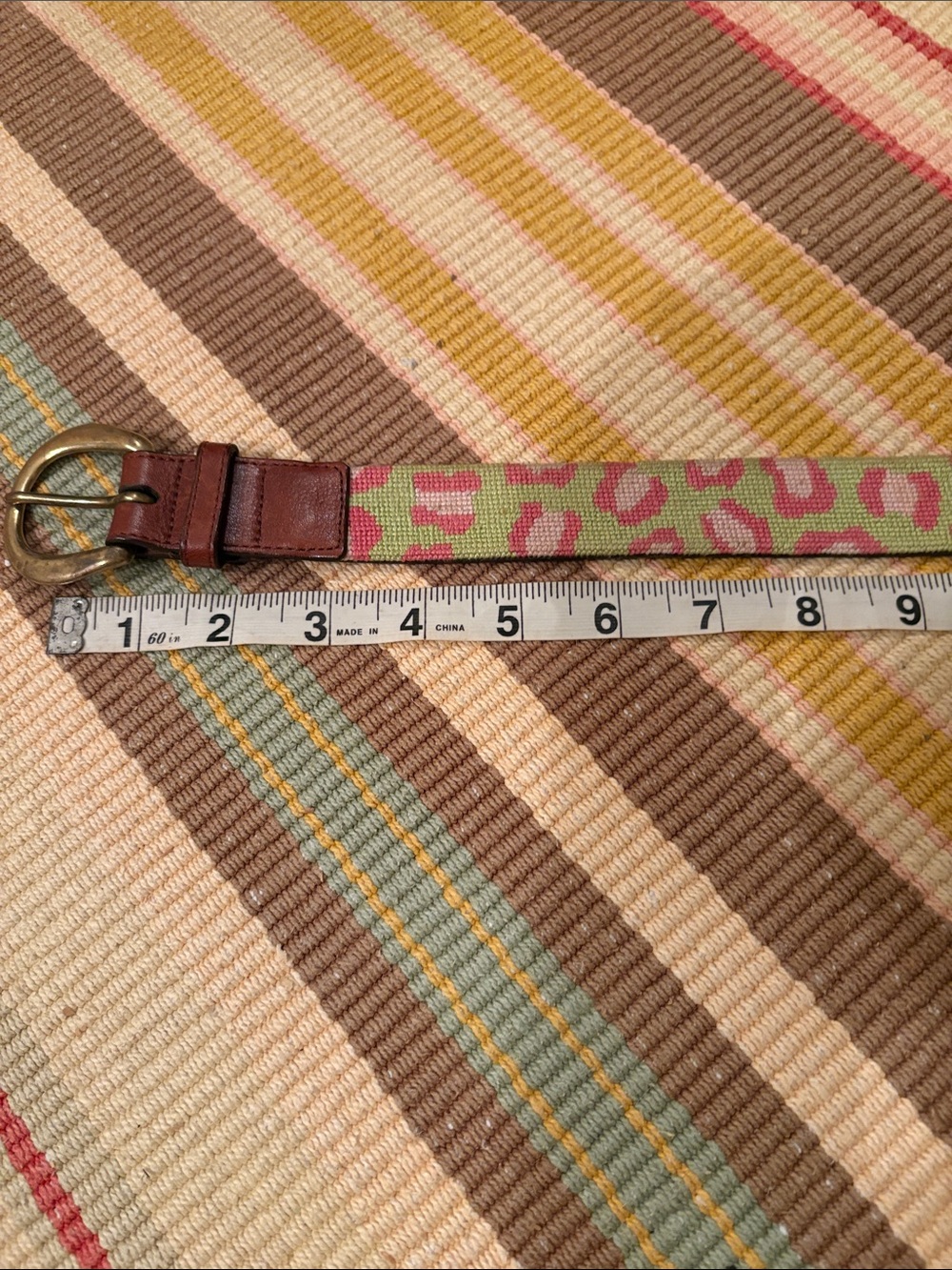 Vintage Leopard Print Needlepoint Belt Adult Extra Small or Child Size